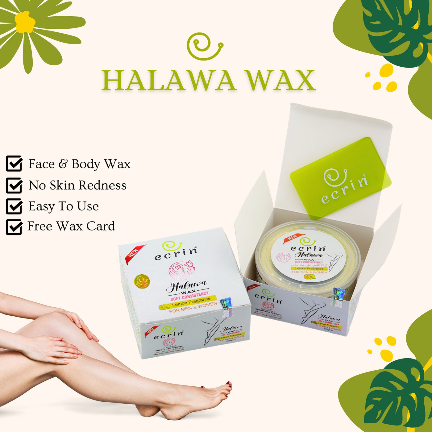 Ecrin Halawa Wax | Lemon & Sugar Base | Free Applicator Card